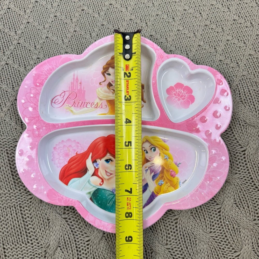 Disney Princess Pink and White Belle Ariel Divided Melamine Plate - Picture 6 of 7
